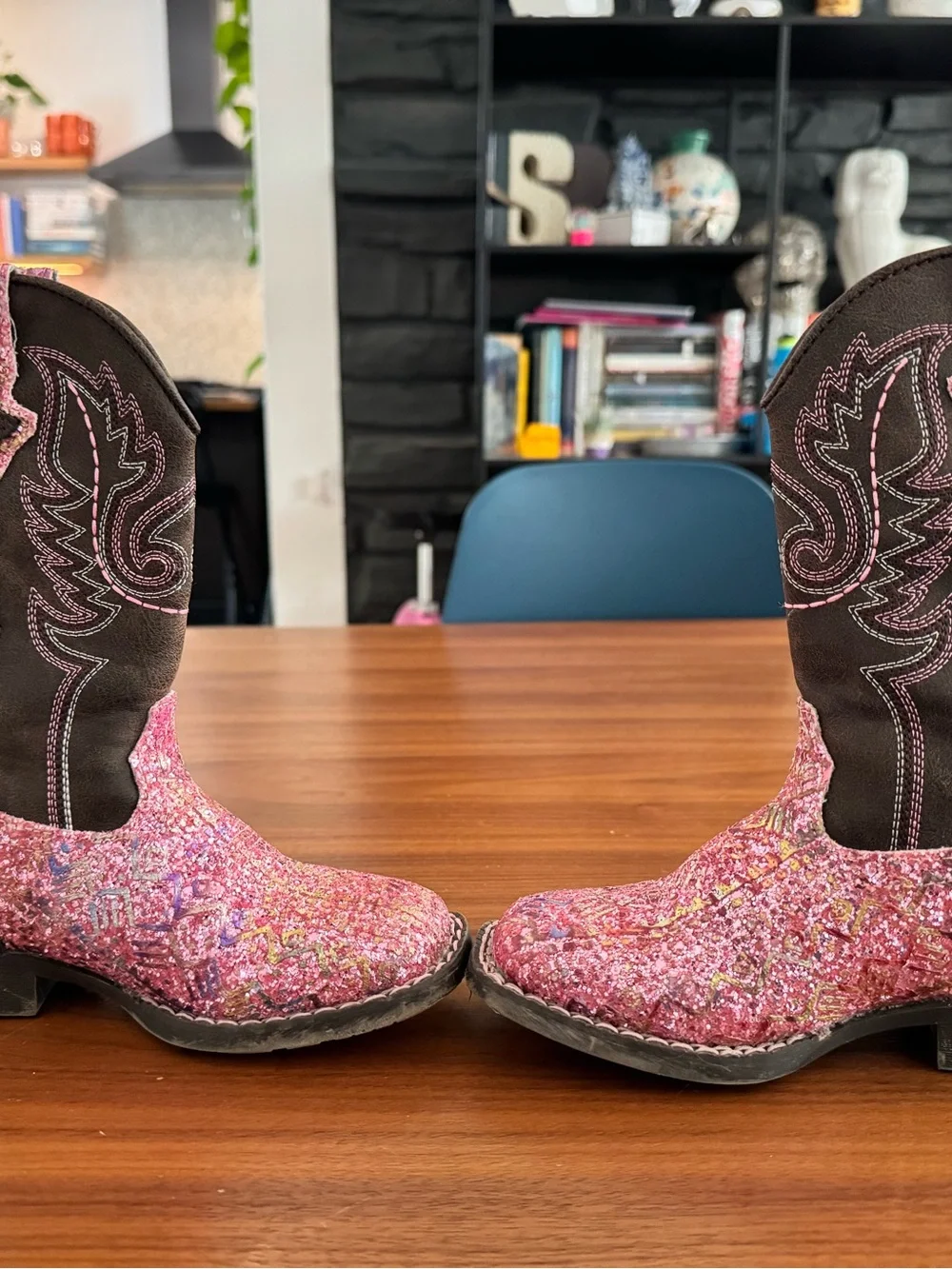 ROPER LITTLE GIRLS' GLITTER SOUTHWEST WESTERN BOOTS - SQUARE TOE - Size 10